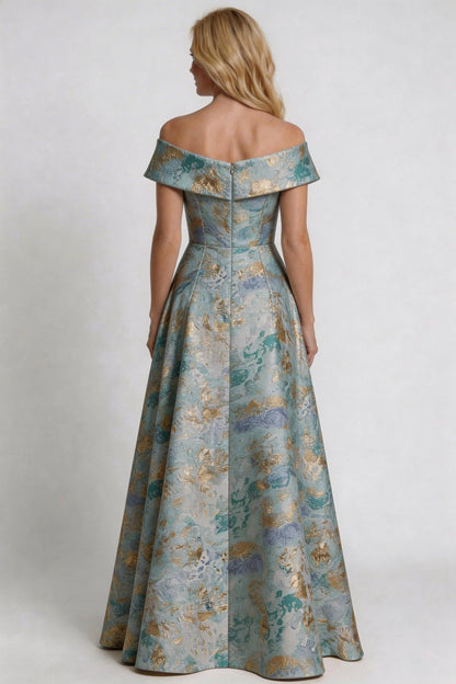 A-Line Floor Length Jacquard Mother of the Bride Dress CM0430