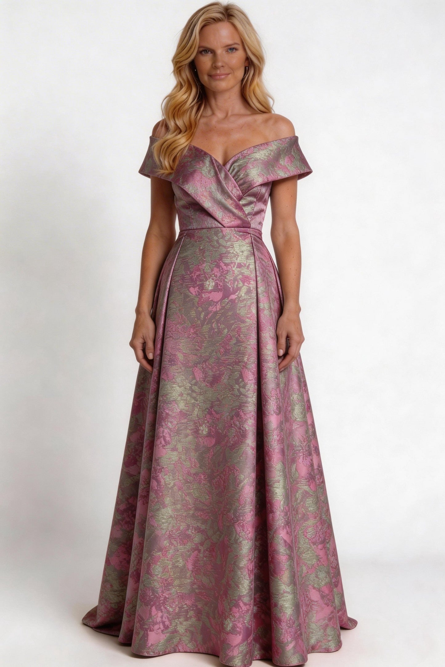 A-Line Floor Length Jacquard Mother of the Bride Dress CM0430
