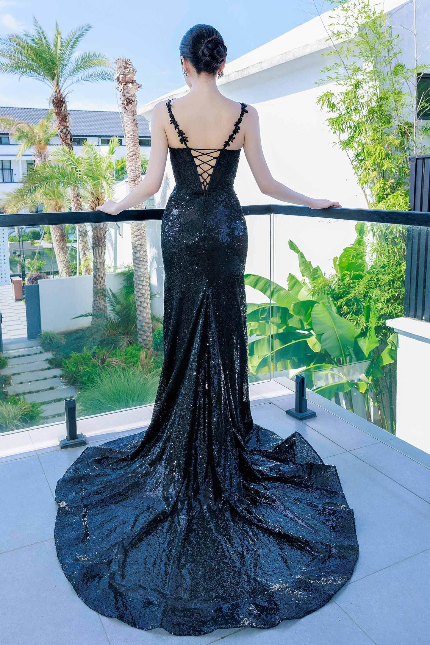Trumpet-Mermaid Chapel Train Sequined Prom Dress CS0503