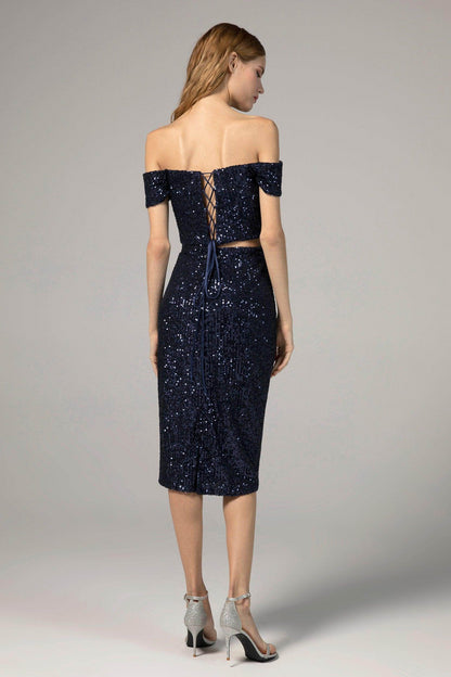 Sheath-Column Knee Length Sequined Dress CS0291