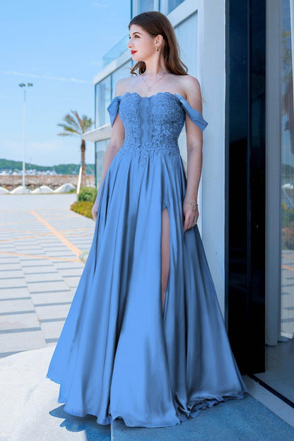 A-Line Floor Length Forged Chiffon Prom Dress CS0485
