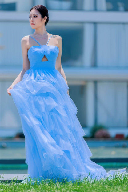 Princess Sweep-Brush Train Tulle Prom Dress CS0493