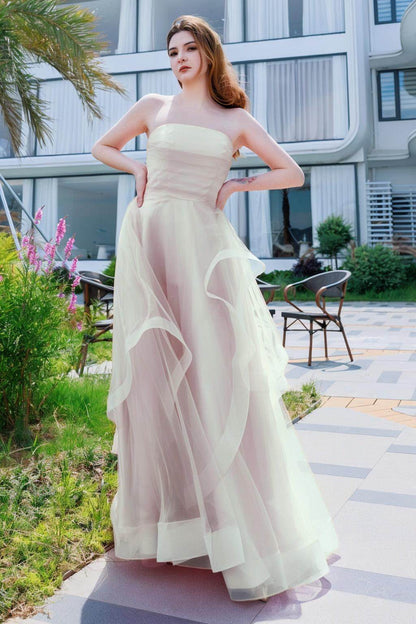 A-Line Floor Length Tulle Prom Dress CS0497
