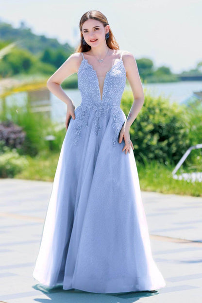 A-Line Floor Length Tulle Prom Dress CS0501