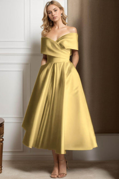 A-Line Ankle Length Satin Graduation Dresses CS0564