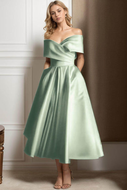 A-Line Ankle Length Satin Graduation Dresses CS0564