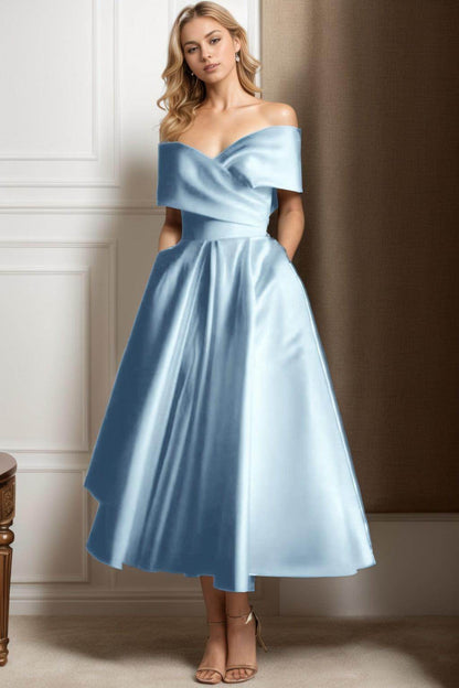 A-Line Ankle Length Satin Graduation Dresses CS0564