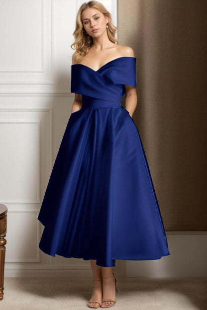 A-Line Ankle Length Satin Graduation Dresses CS0564