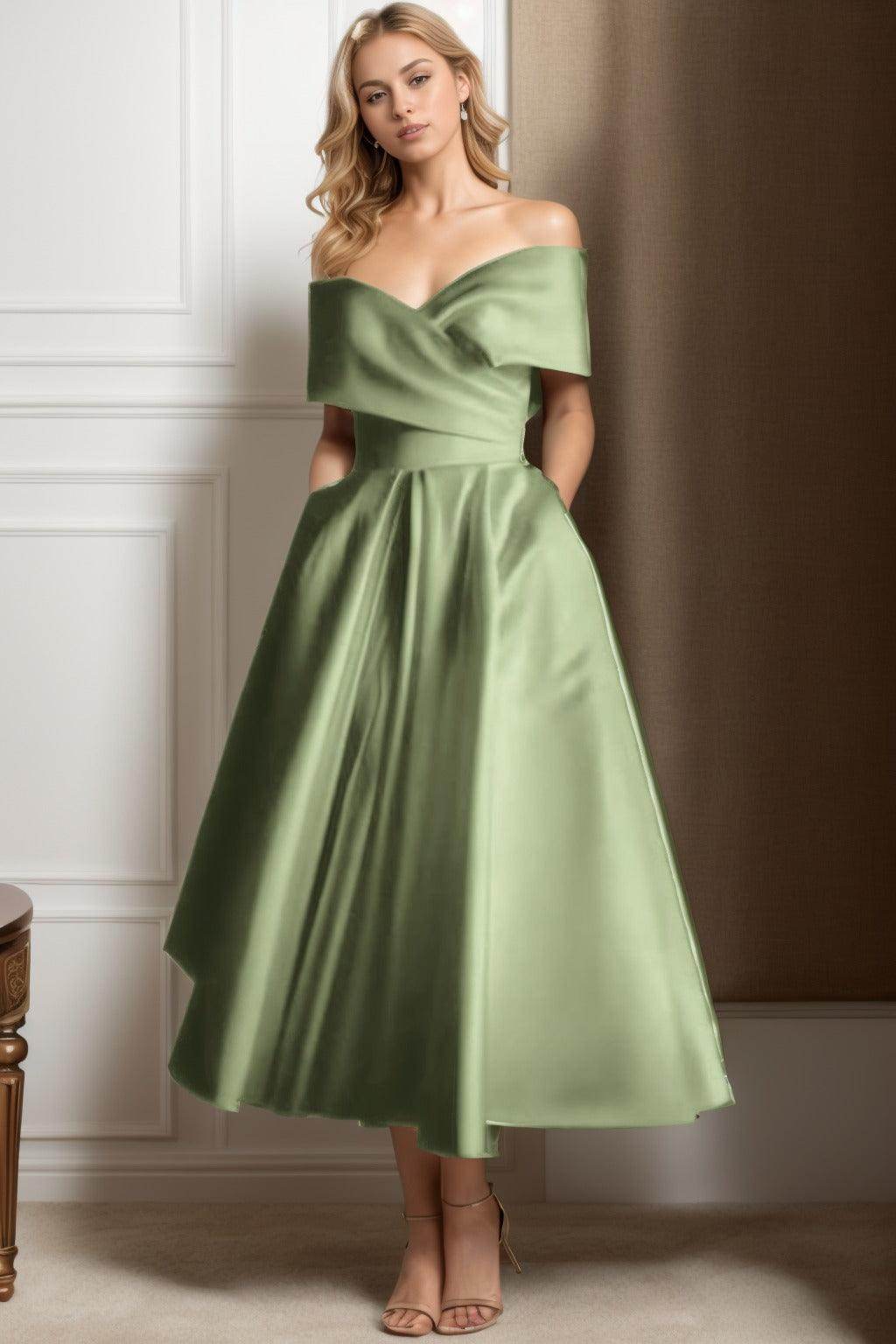 A-Line Ankle Length Satin Graduation Dresses CS0564