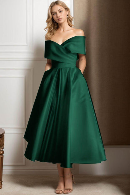 A-Line Ankle Length Satin Graduation Dresses CS0564
