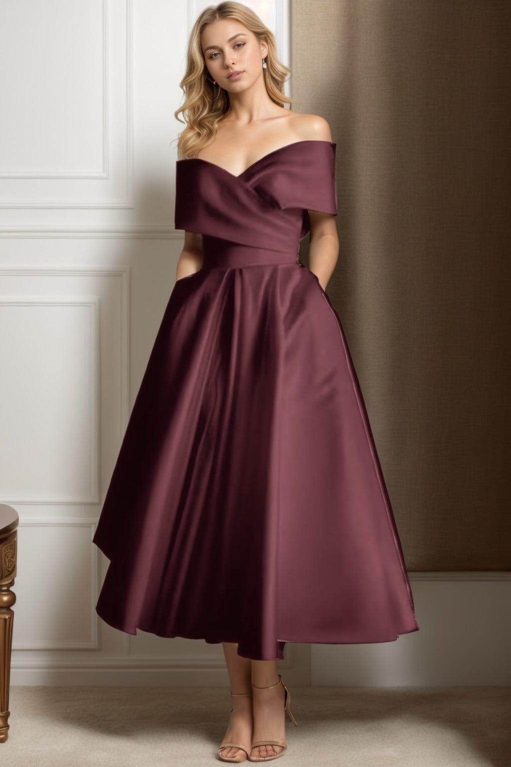 A-Line Ankle Length Satin Graduation Dresses CS0564