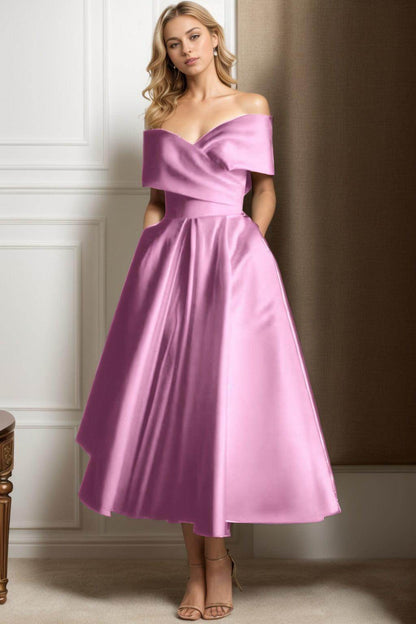 A-Line Ankle Length Satin Graduation Dresses CS0564