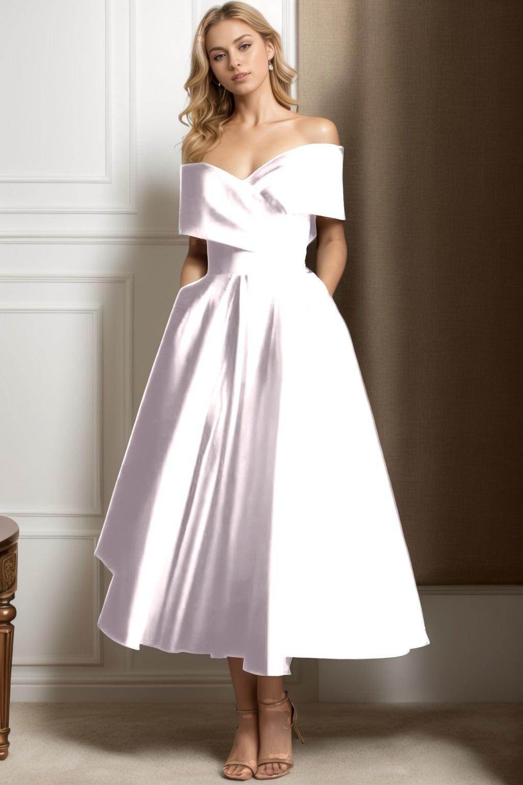 A-Line Ankle Length Satin Graduation Dresses CS0564