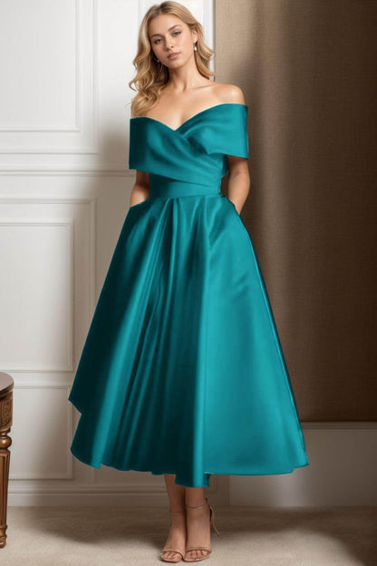 A-Line Ankle Length Satin Graduation Dresses CS0564