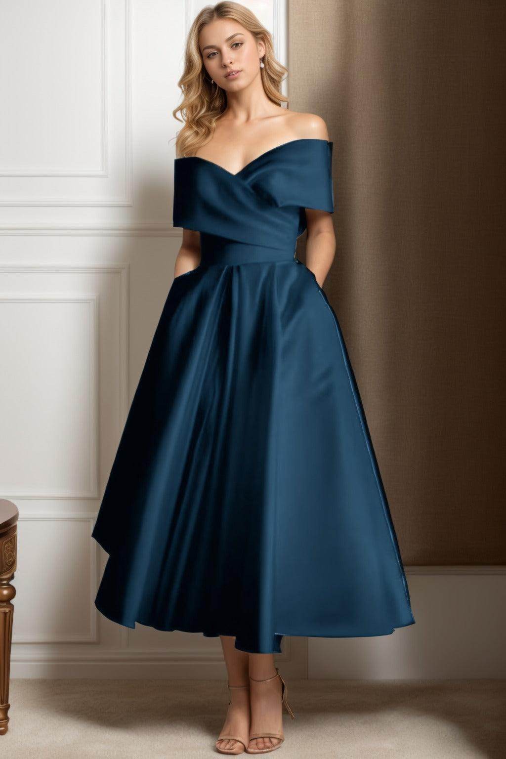 A-Line Ankle Length Satin Graduation Dresses CS0564