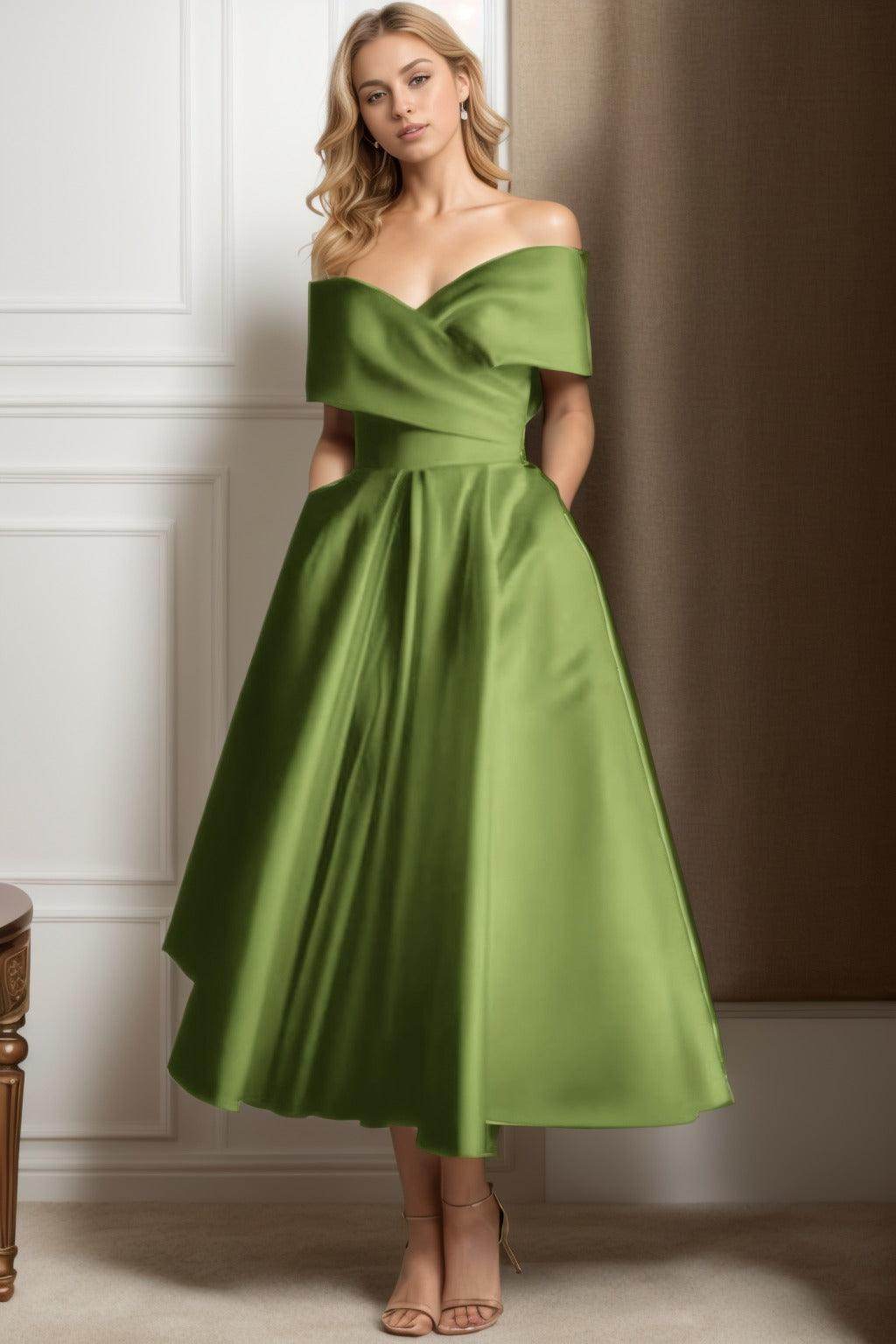 A-Line Ankle Length Satin Graduation Dresses CS0564