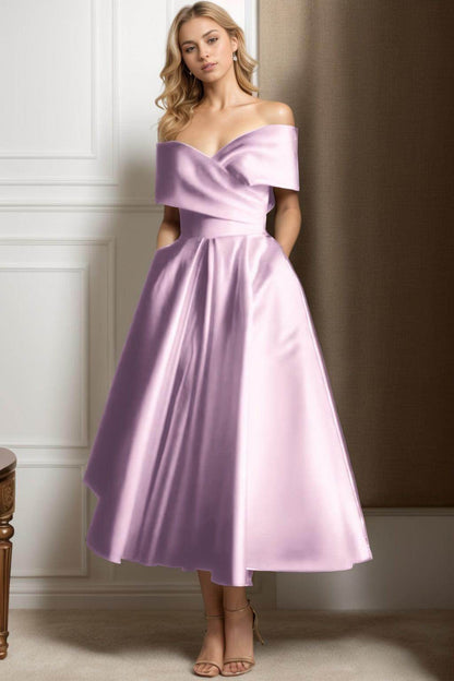A-Line Ankle Length Satin Graduation Dresses CS0564