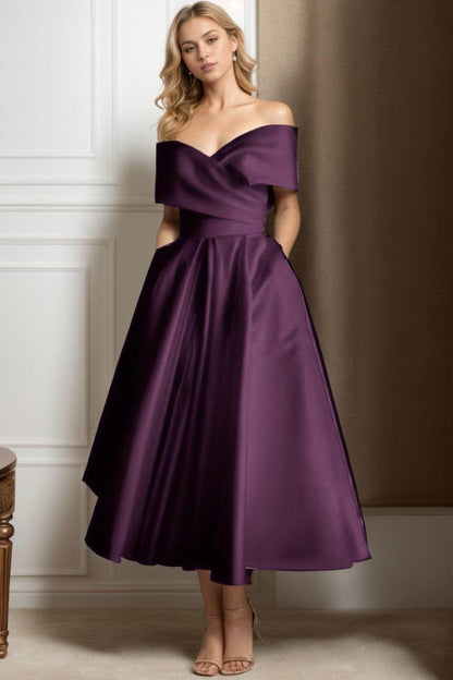 A-Line Ankle Length Satin Graduation Dresses CS0564