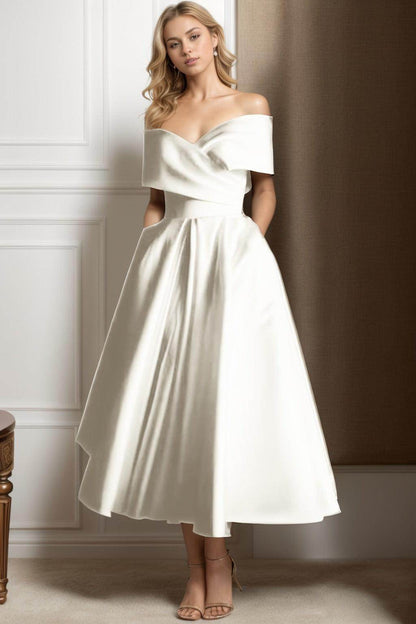 A-Line Ankle Length Satin Graduation Dresses CS0564