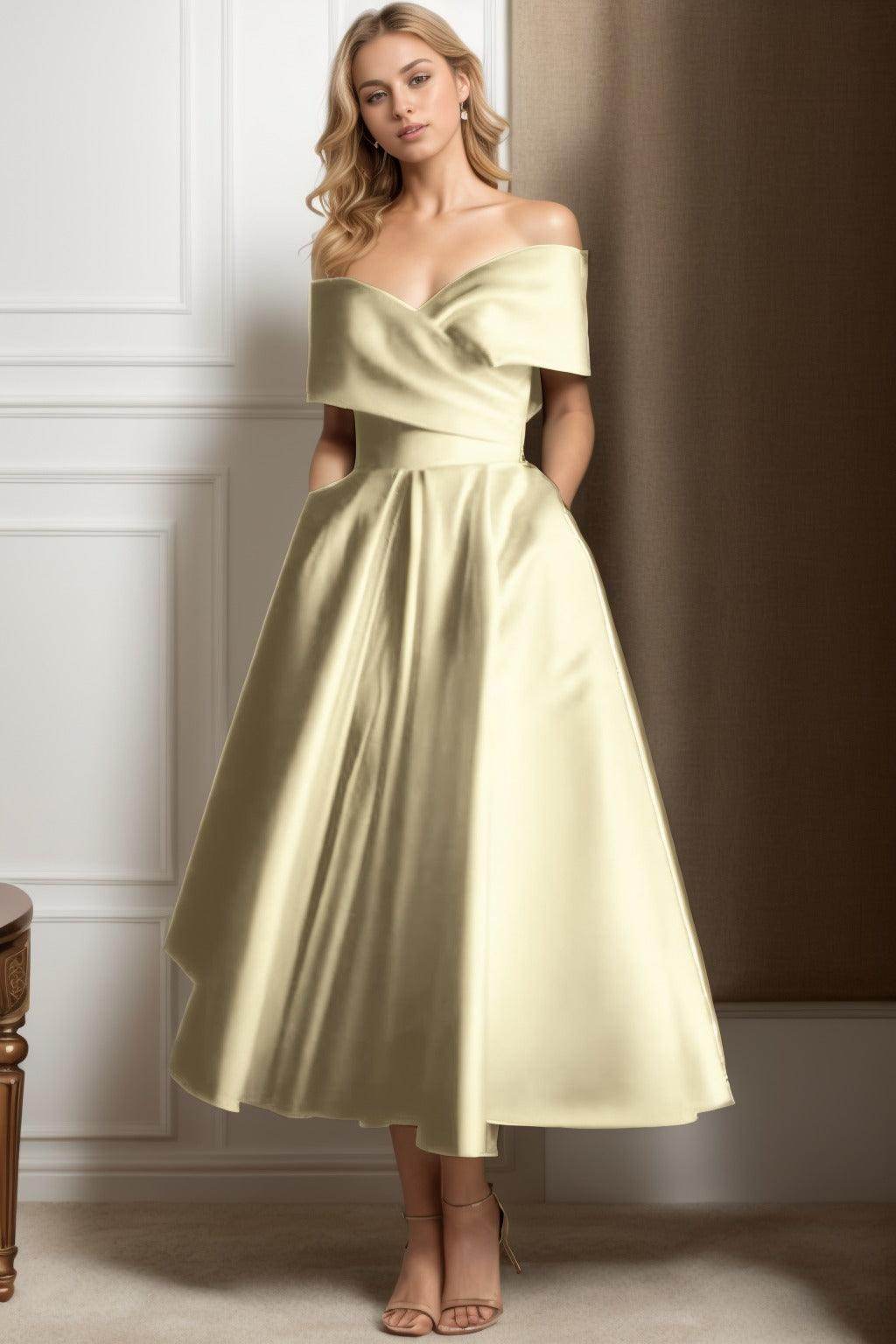 A-Line Ankle Length Satin Graduation Dresses CS0564