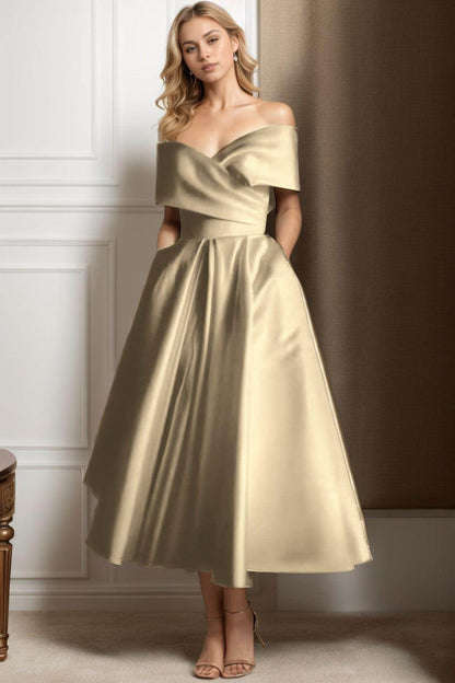 A-Line Ankle Length Satin Graduation Dresses CS0564