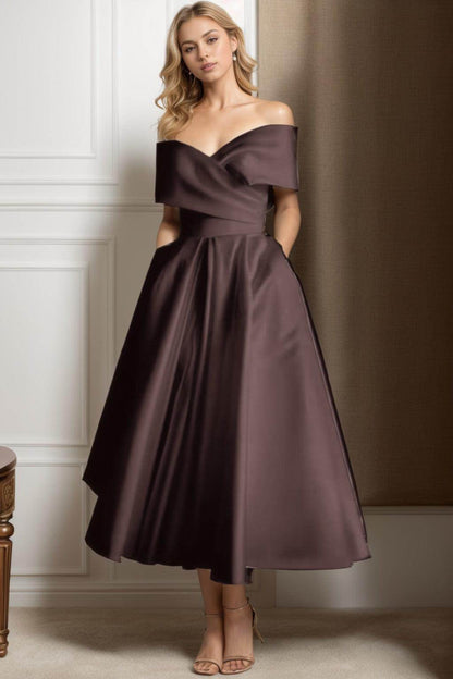 A-Line Ankle Length Satin Graduation Dresses CS0564