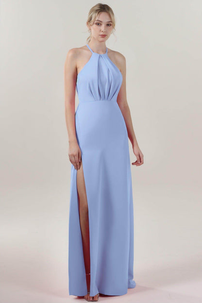 Sheath-Column Maxi Stretch Crepe Bridesmaid Dress CS0597BM