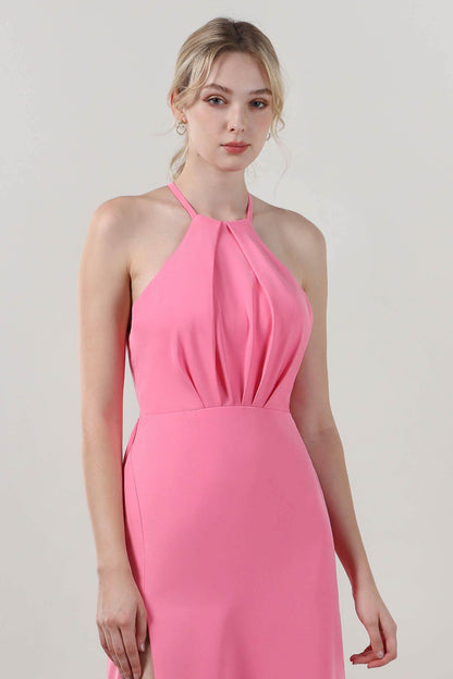 Sheath-Column Maxi Stretch Crepe Bridesmaid Dress CS0597BM
