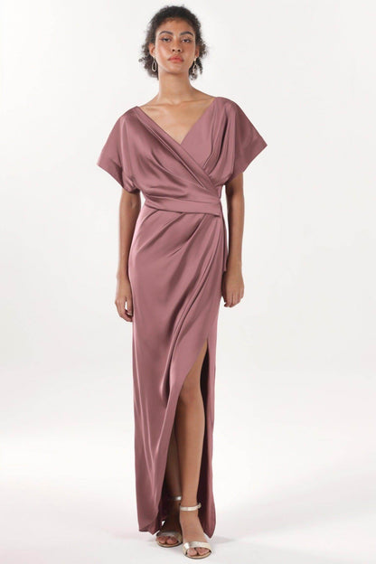 Sheath-Column Maxi Luxe Satin Formal Dress CS0601
