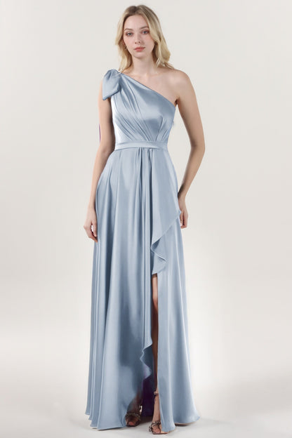 Asymmetrical Maxi Luxe Satin Bridesmaid Dress CS0603BM