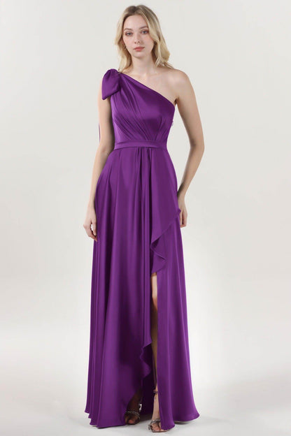 Asymmetrical Maxi Luxe Satin Bridesmaid Dress CS0603BM