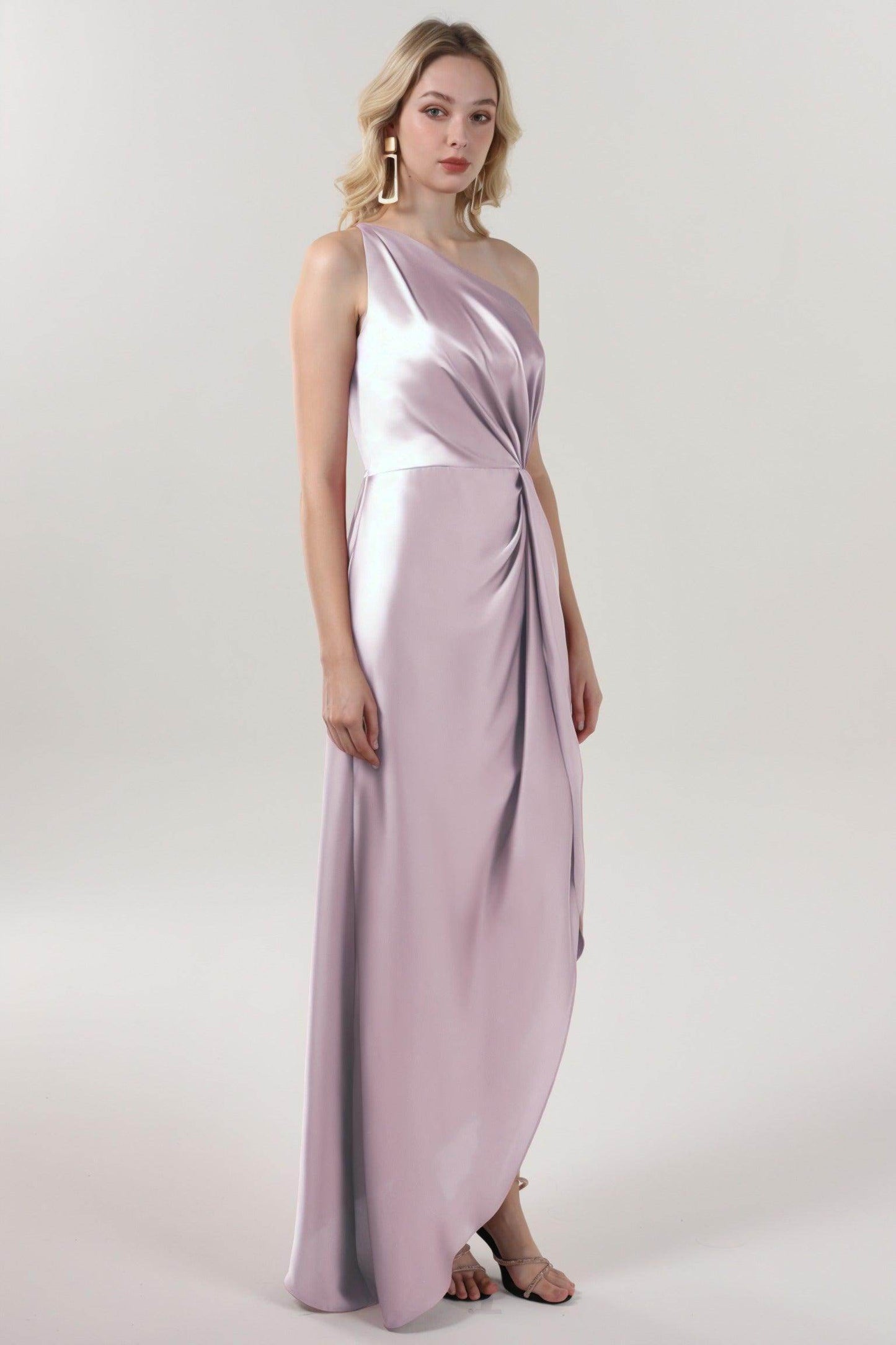 Sheath-Column Midi Luxe Satin Bridesmaid Dress CS0612BM