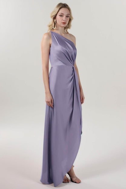 Sheath-Column Midi Luxe Satin Bridesmaid Dress CS0612BM