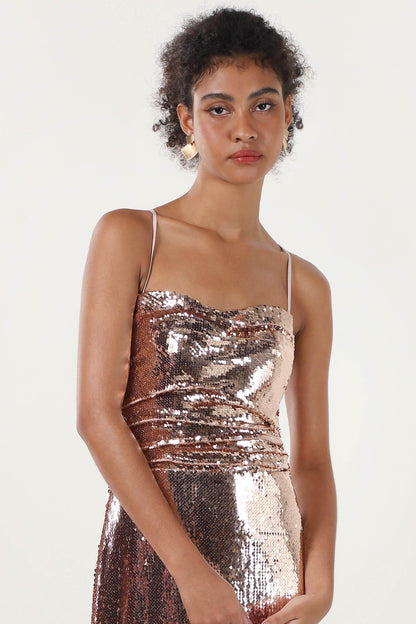 Sheath-Column Maxi Sequined Formal Dress CS0622