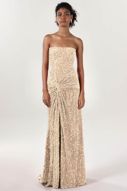 Sheath-Column Sweep-Brush Train Velvet Sequin Formal Dress CS0634