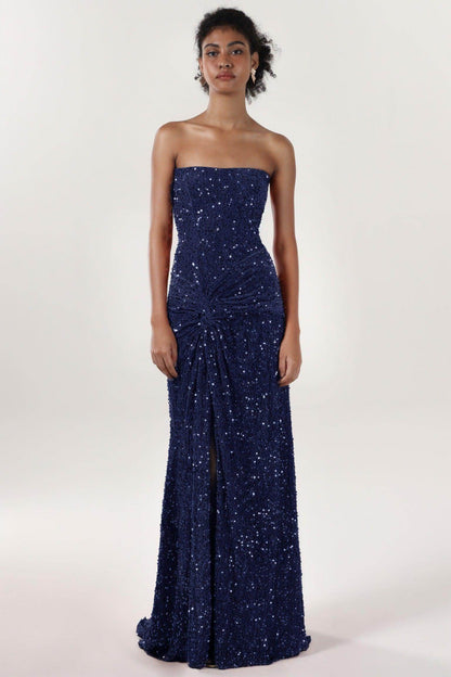 Sheath-Column Sweep-Brush Train Velvet Sequin Formal Dress CS0634