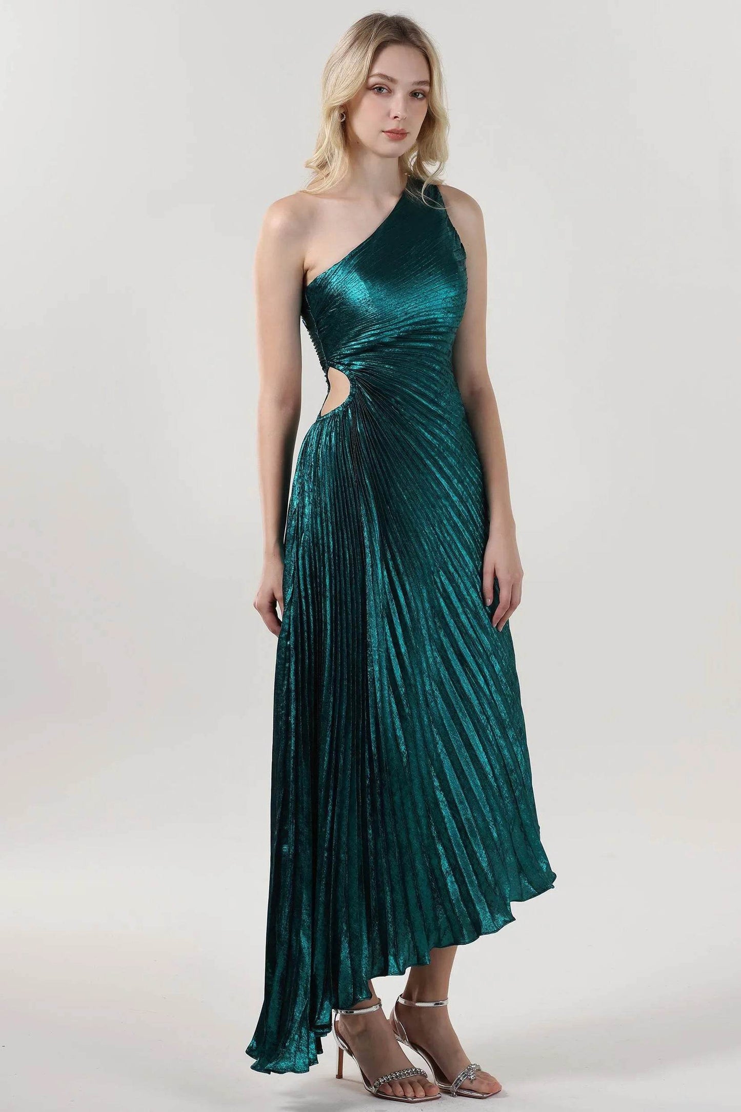 Sheath-Column Midi Metallic Formal Dress CS0644