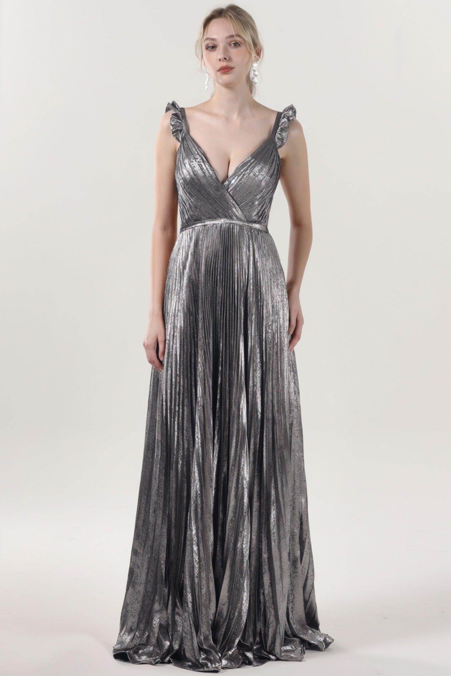 A-Line Maxi Metallic Formal Dress CS0655