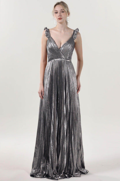 A-Line Maxi Metallic Formal Dress CS0655