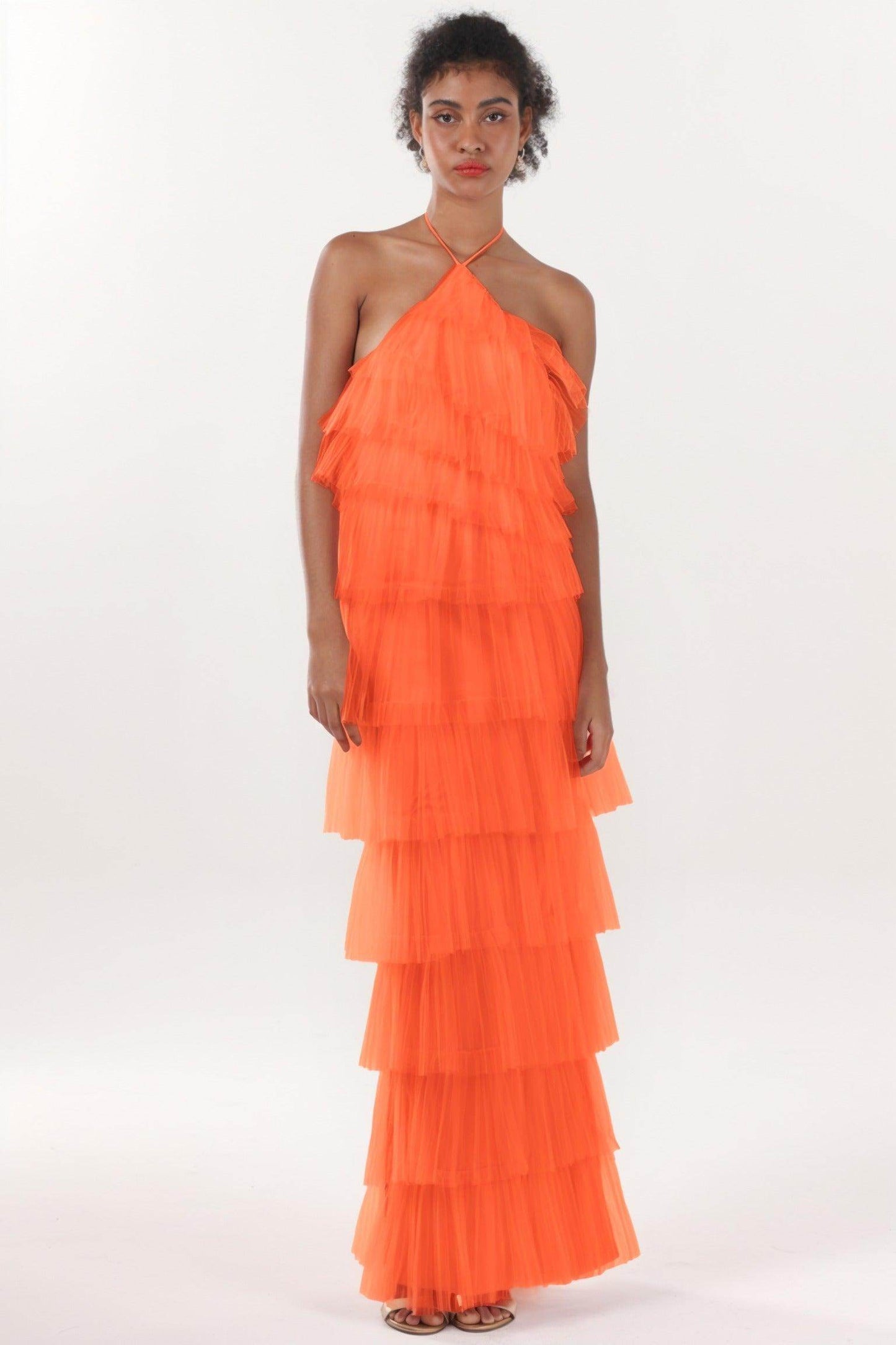 Sheath-Column Maxi Tulle Formal Dress CS0659
