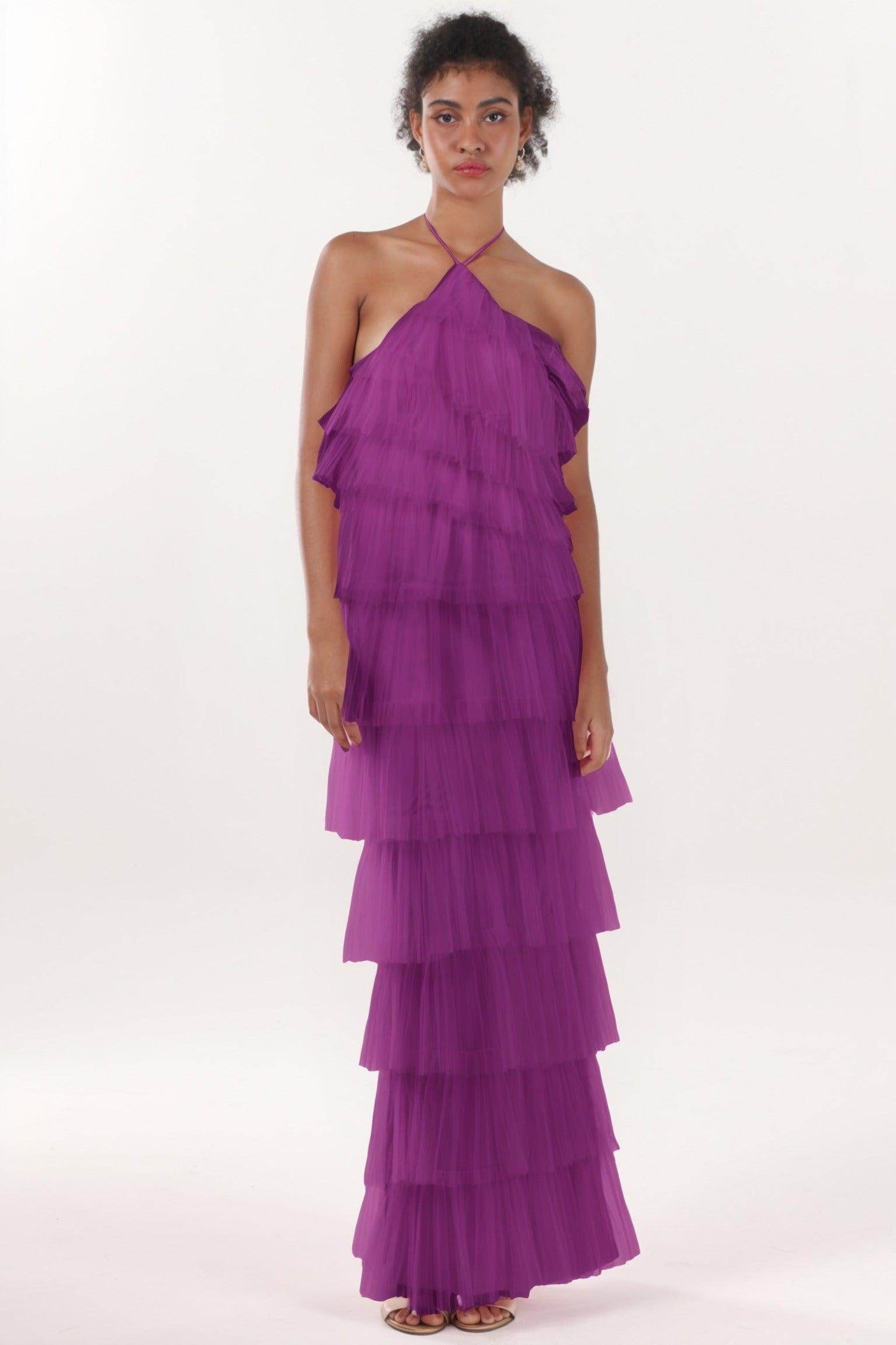Sheath-Column Maxi Tulle Formal Dress CS0659