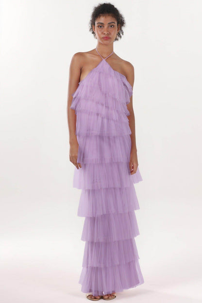 Sheath-Column Maxi Tulle Formal Dress CS0659