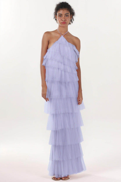 Sheath-Column Maxi Tulle Formal Dress CS0659
