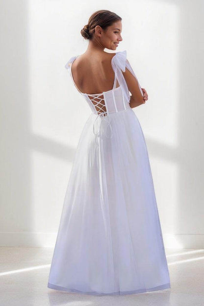 Classic Bow(s) Straps Sweetheart Corset Prom Dresses CS0778