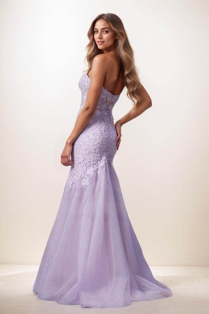 Sequin Lace Cold Shoulder A-Line Floor-Length Tulle Prom Dress CS0818