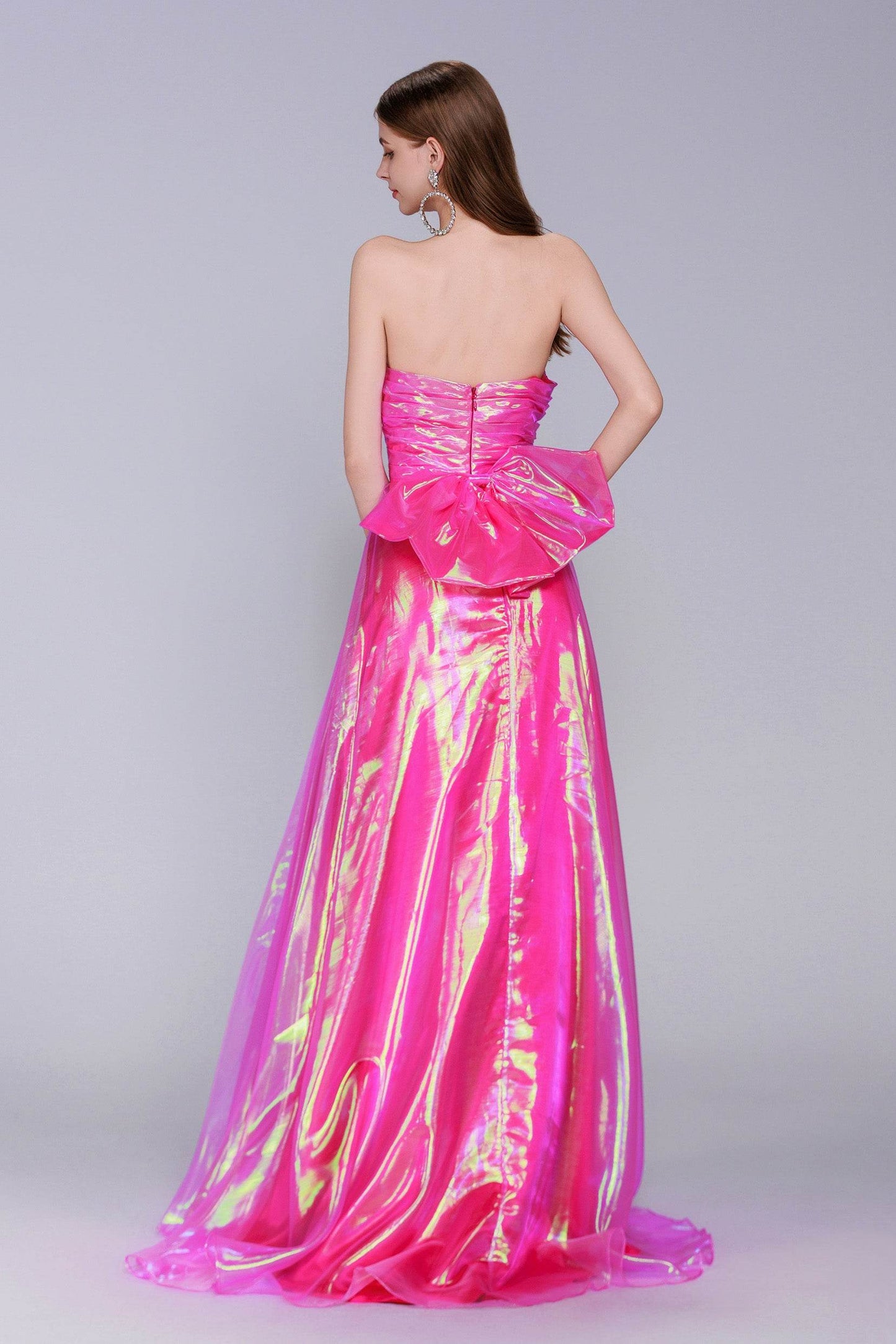 A-Line Sweep-Brush Train Organza Prom Dress CS0954