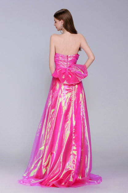 A-Line Sweep-Brush Train Organza Prom Dress CS0954