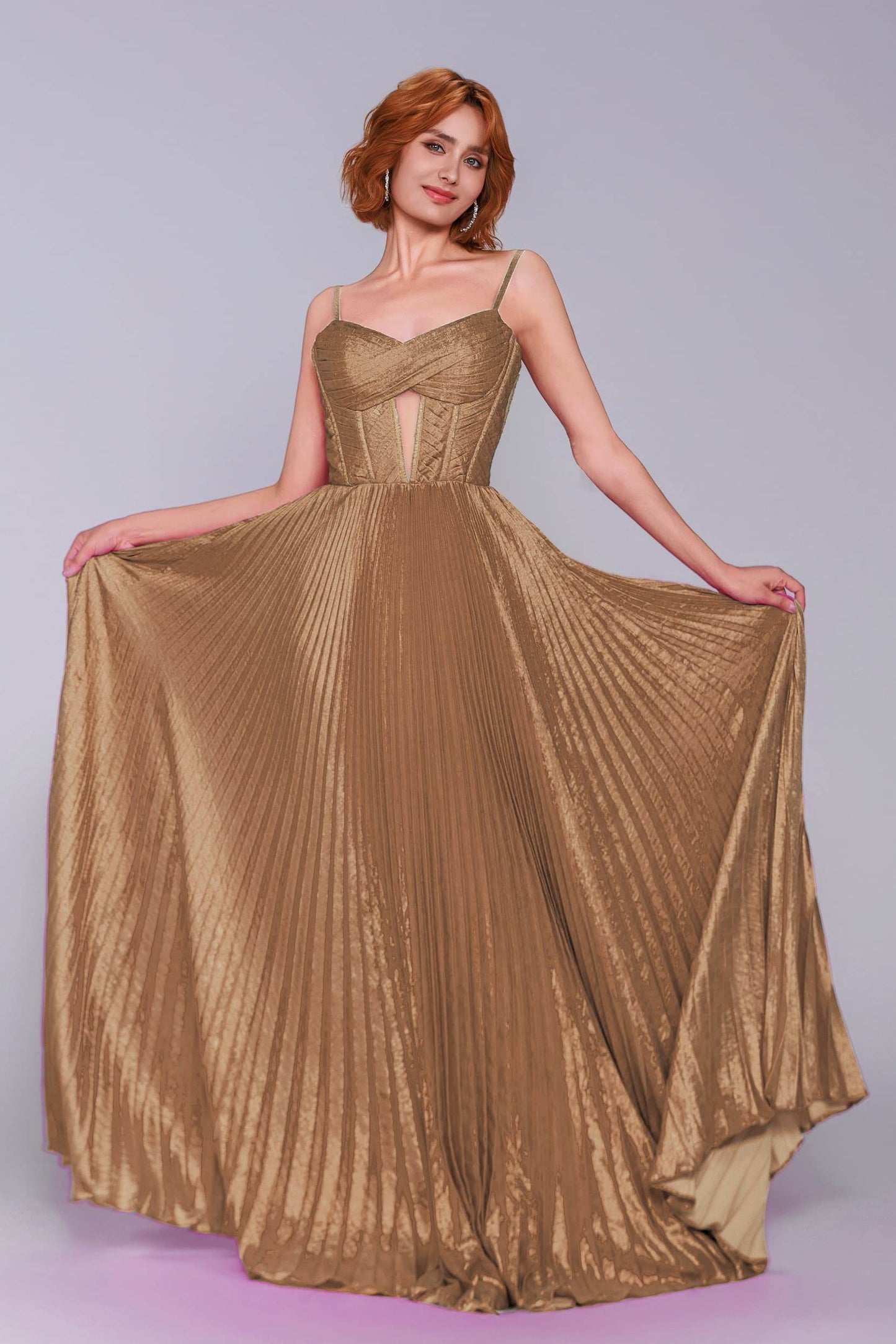 A-Line Maxi Metallic Prom Dress CS0963