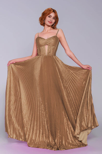 A-Line Maxi Metallic Prom Dress CS0963