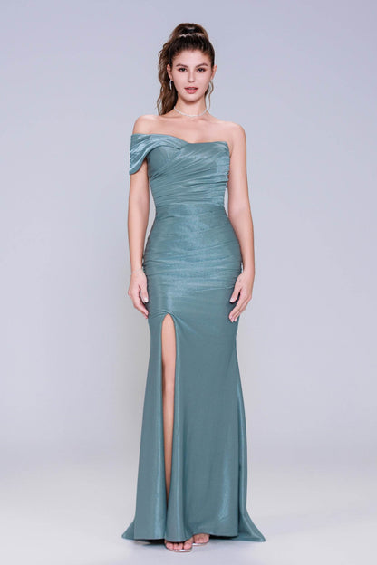 Sheath-Column Maxi Stretch Crepe Prom Dress CS1040